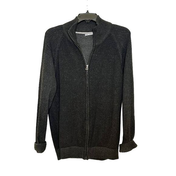 Old Navy Men's Black Cotton Knit Mock Neck Full Zip Sweater Jacket Medium - Picture 1 of 8